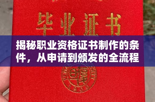 武邑揭秘职业资格证书制作的条件，从申请到颁发的全流程解析