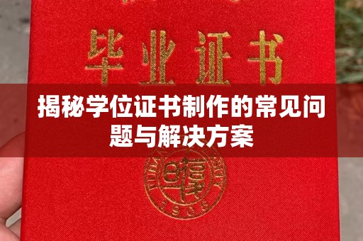 武邑揭秘学位证书制作的常见问题与解决方案